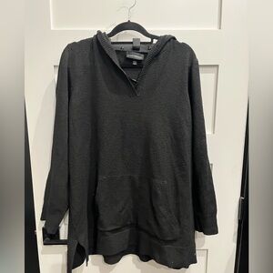 Black Knit Hoodie side slits Sweater style fabric